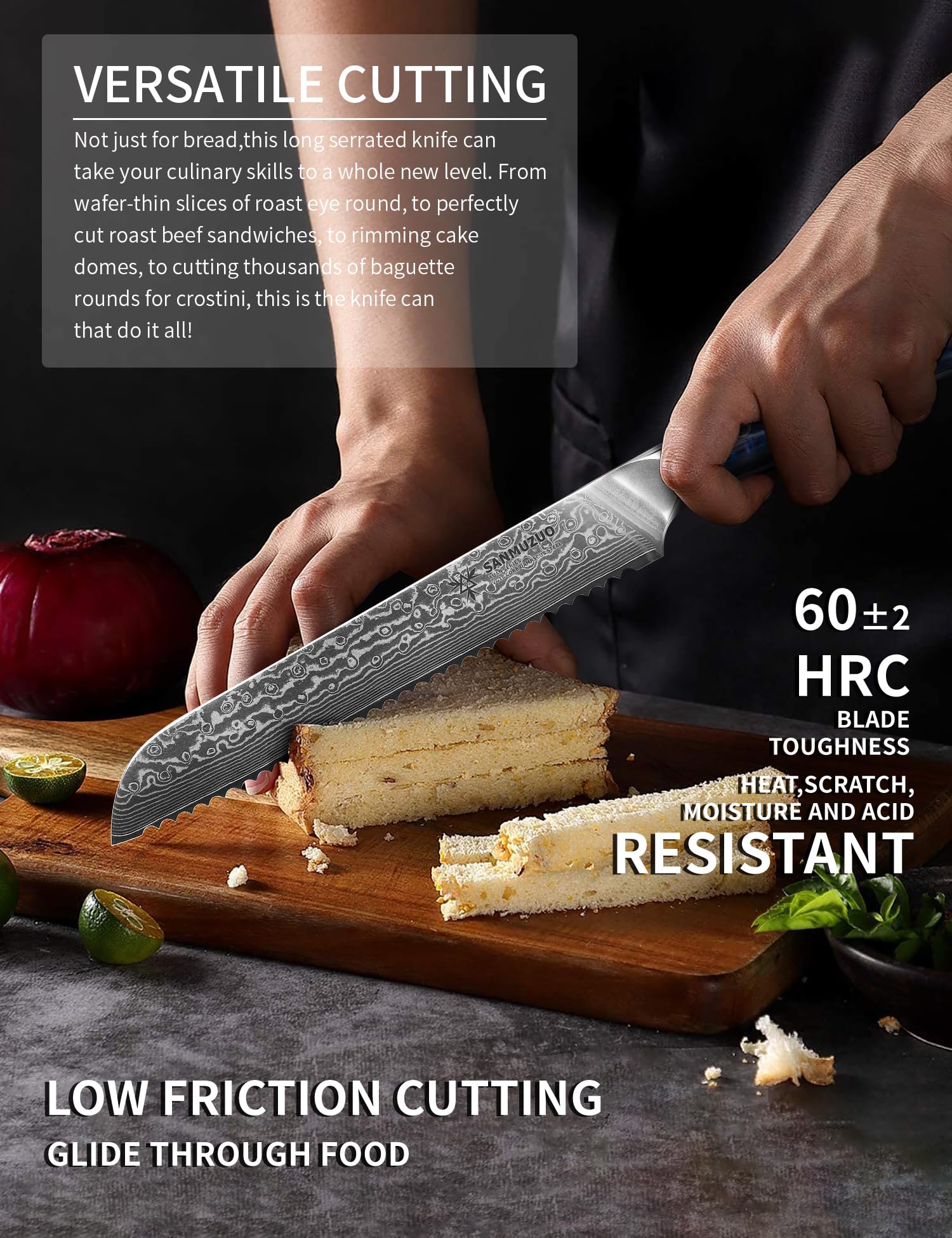 Amazon | SANMUZUO 8” Bread Knife Serrated Kitchen Chef Knife